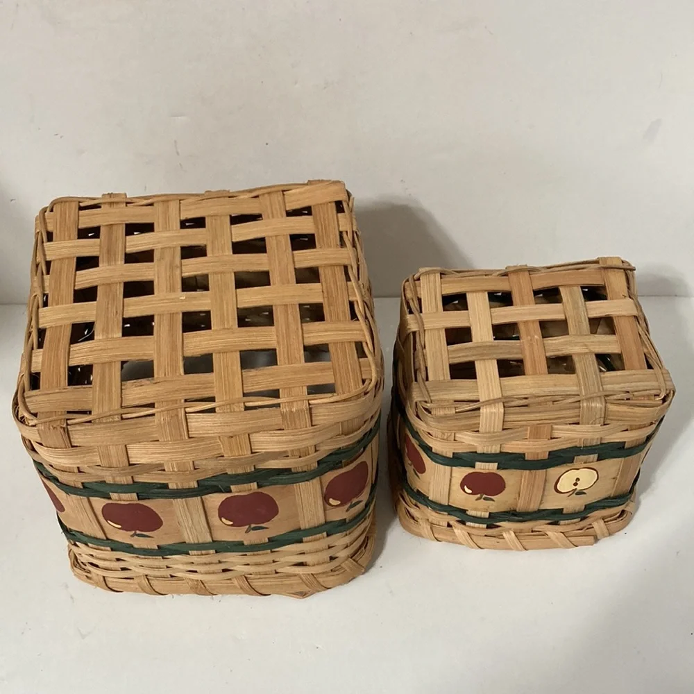 NESTING BASKETS Apple Teacher Design Square Woven Set of 2